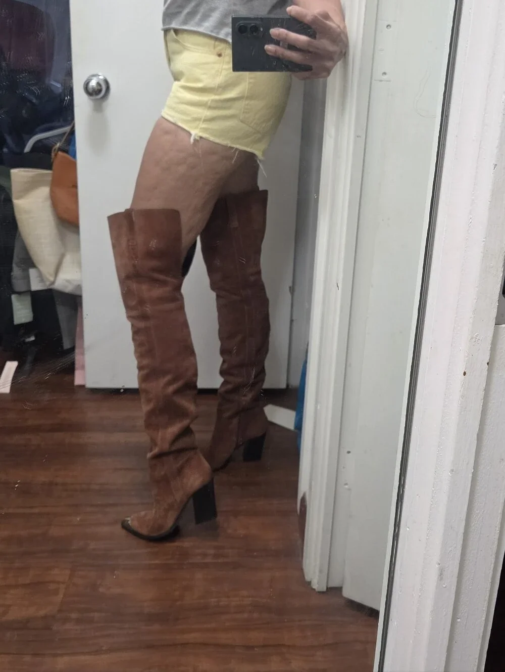topshop brown suede western thigh high boots pointed toe Metal cap toe 8